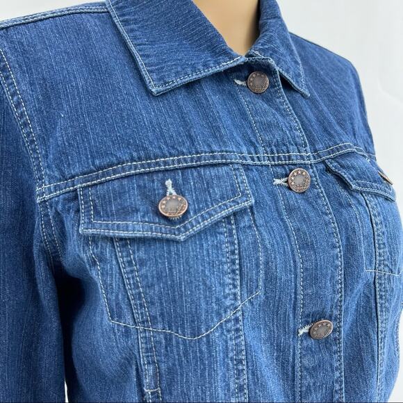 Faded Glory MEDIUM Blue Stonewash Denim Button Up Country Western Jean Jacket - Picture 3 of 8